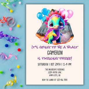 Dinosaur Birthday Colorful To Be a Blast Any Age   Invitation