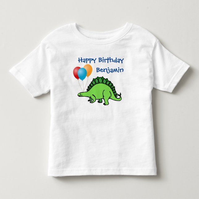Dinosaur Birthday Cute Balloons Little Boy Name Toddler T-shirt (Front)