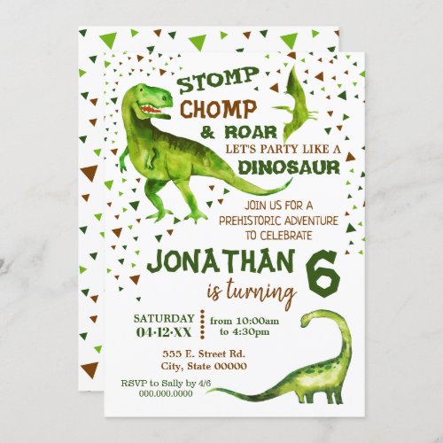 Dinosaur birthday Dino T_Rex prehistoric party Invitation