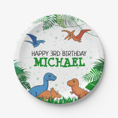 Dinosaur Birthday Dino Trex Prehistoric Boy Kids Paper Plates