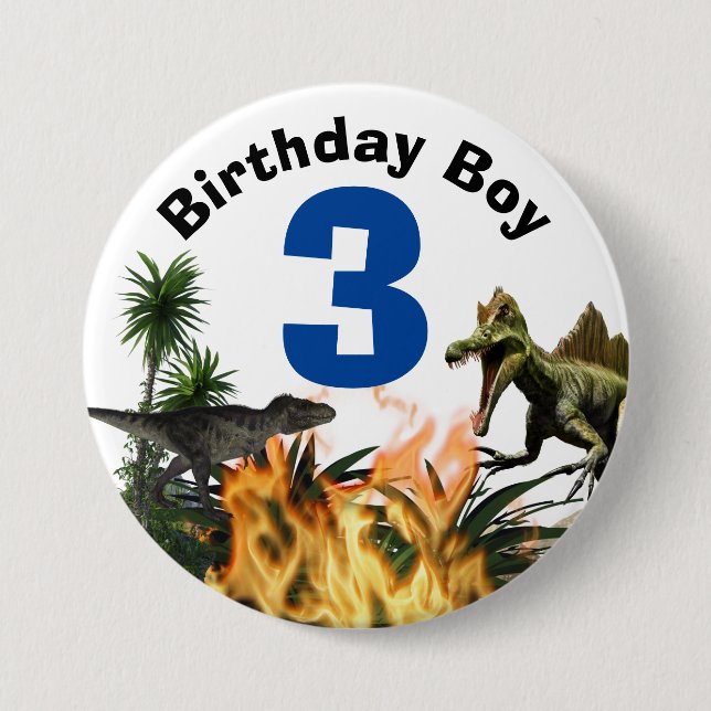 Dinosaur birthday DIY age t-rex prehistoric animal Button (Front)