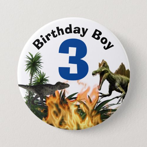 Dinosaur birthday DIY age t_rex prehistoric animal Button