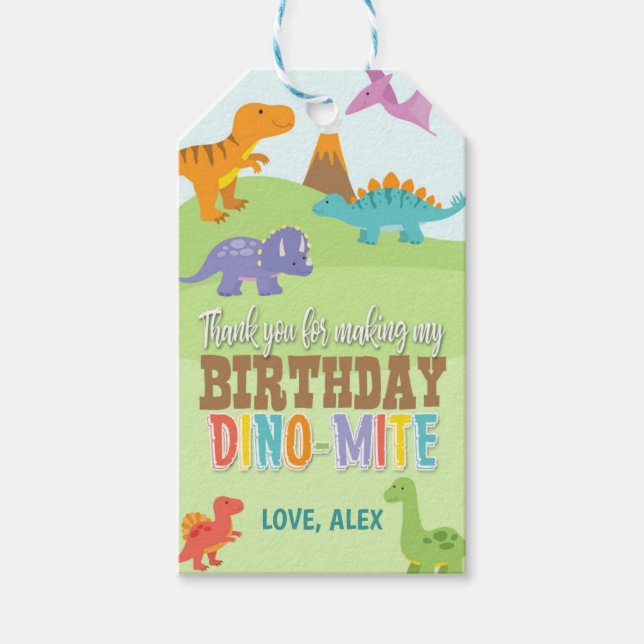 Dinosaur Birthday Favor Tag (Front)