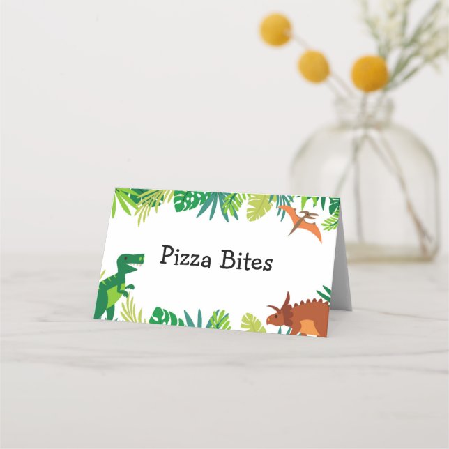 Dinosaur Birthday Food Tent Place Card (Front)