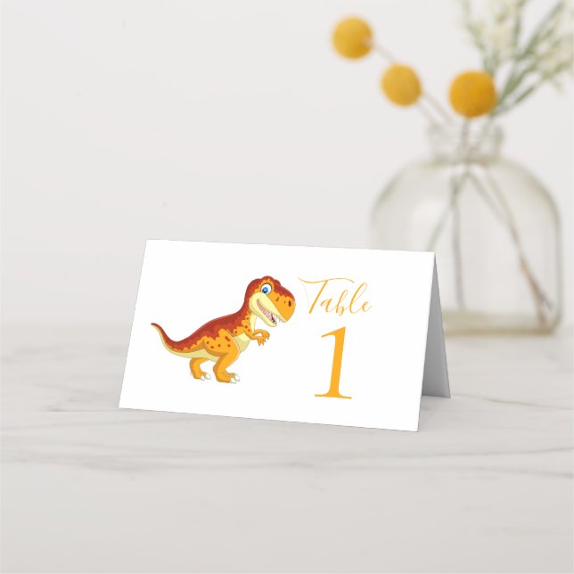 Dinosaur BIRTHDAY Gold  Place Card (Front)