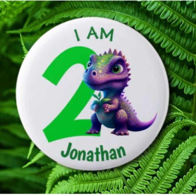 Dinosaur birthday Green Button (Fun Jurassic Dinosaur Collection/Pin Set)