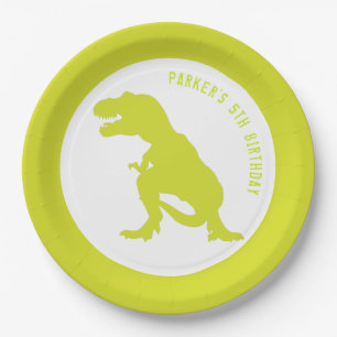 Dinosaur Birthday Green Paper Plates