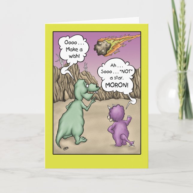 Dinosaur Birthday Humor, Wish upon a star Card (Front)