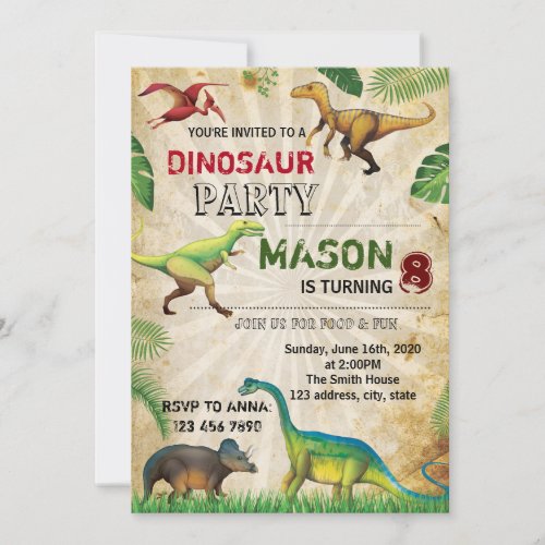 Dinosaur birthday invitation