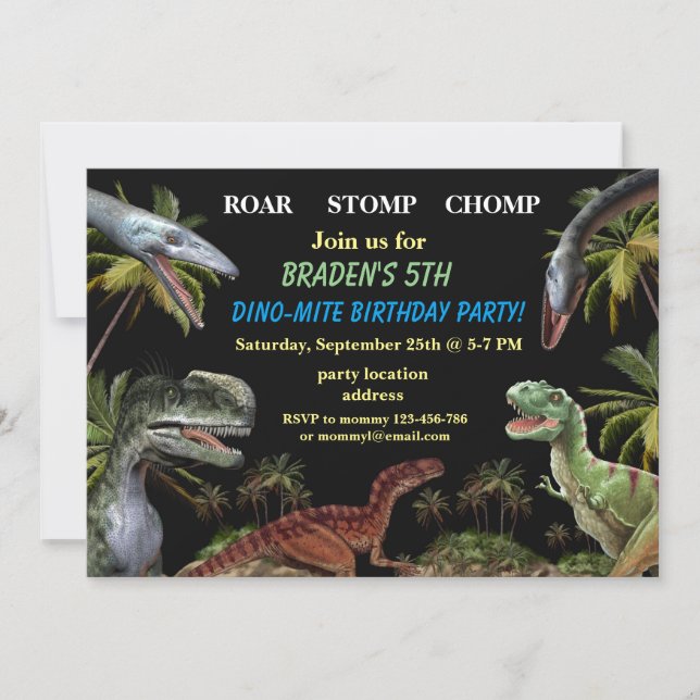 Dinosaur birthday invitation (Front)