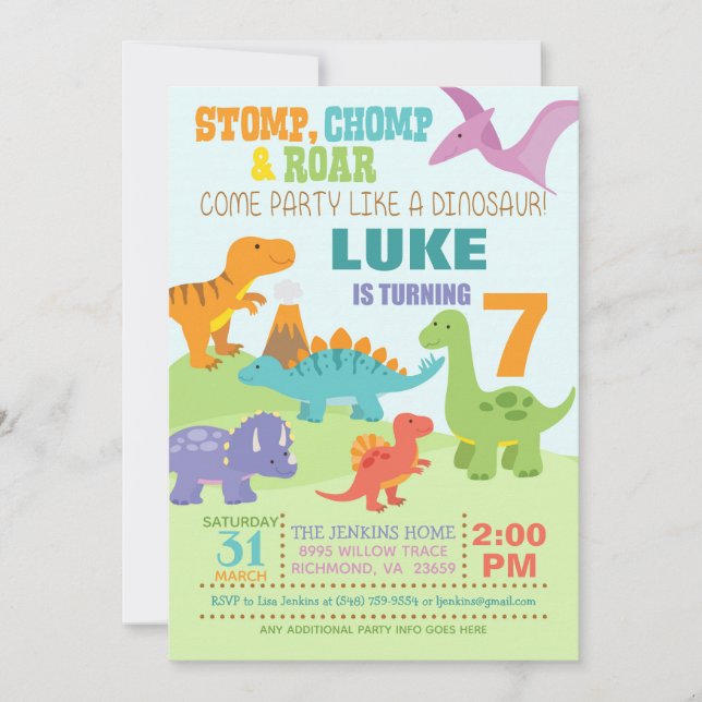 Dinosaur Birthday Invitation (Front)