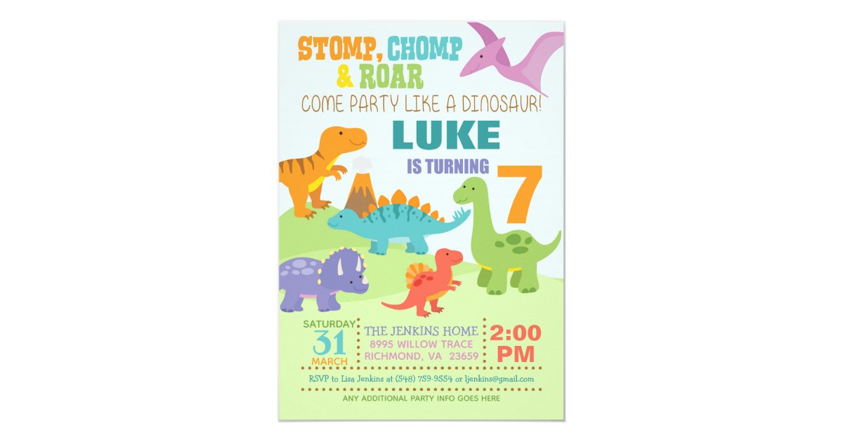 Dinosaur Birthday Invitation | Zazzle.com