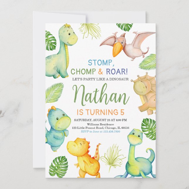 Dinosaur Birthday Invitation (Front)