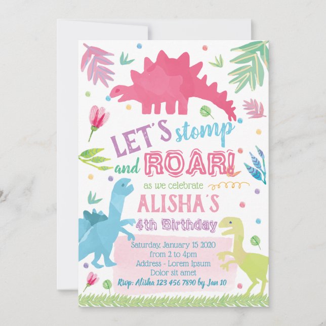 Dinosaur Birthday Invitation (Front)