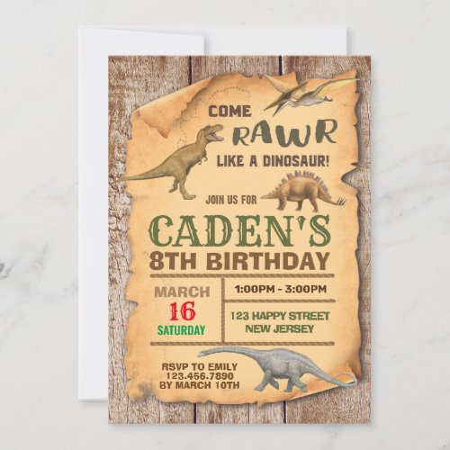 Dinosaur Birthday Invitation