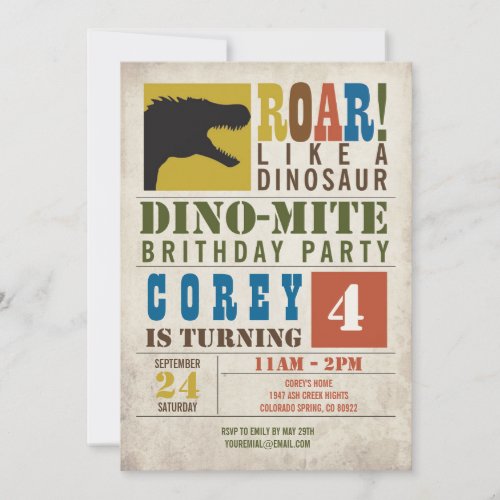 Dinosaur Birthday Invitation