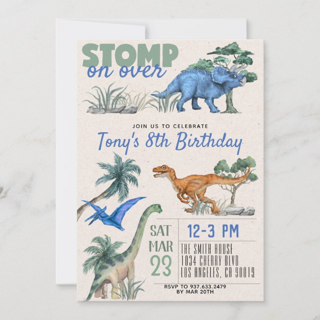 Dinosaur Birthday  Invitation (Front)