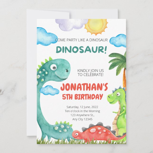 Dinosaur Birthday  Invitation (Front)