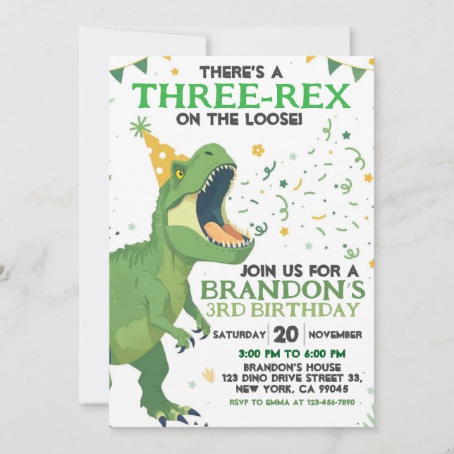 Dinosaur Birthday Invitation (Front)