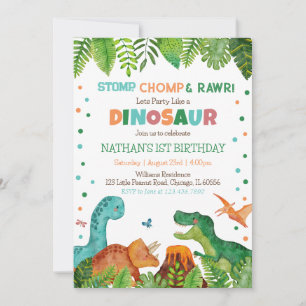  Dinosaur Birthday Invitation