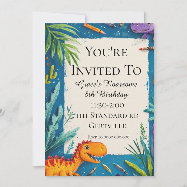 Dinosaur Birthday Invitation (Front)