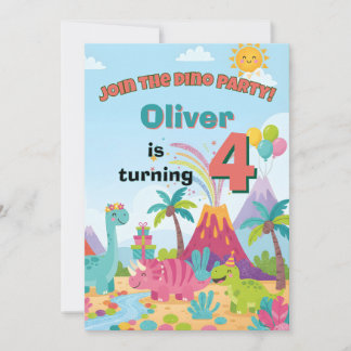 Dinosaur Birthday Invitation – 5x7 Kids Party Card