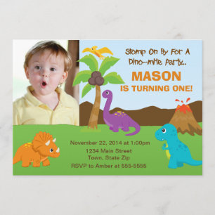 Dinosaur Birthday Invitation 5x7 Photo Card