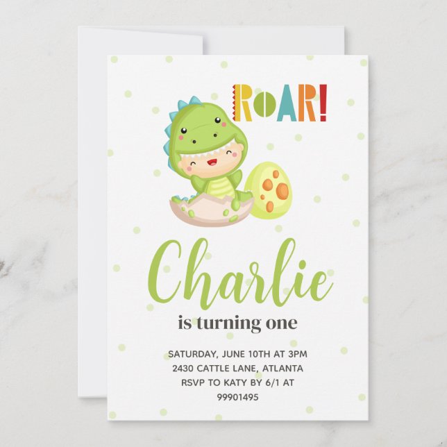 Dinosaur Birthday Invitation, Birthday Invitation (Front)