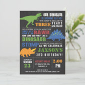 Dinosaur birthday invitation boy chalkboard rawr (Standing Front)