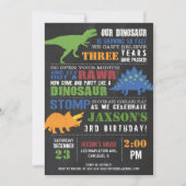 Dinosaur birthday invitation boy chalkboard rawr (Front)
