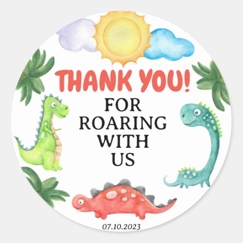 Dinosaur Birthday  Invitation Classic Round Sticker