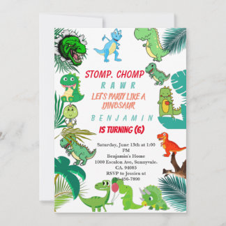 Dinosaur Birthday Invitation Cute Dino party