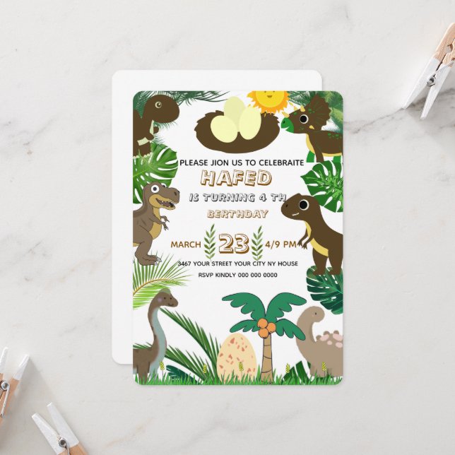 Dinosaur Birthday Invitation: Dino Adventure, Edit Invitation (Front/Back In Situ)