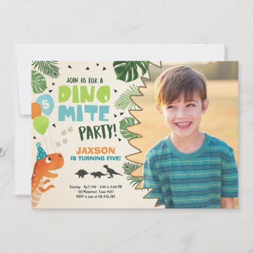 Dinosaur birthday invitation Dino mite T_Rex party