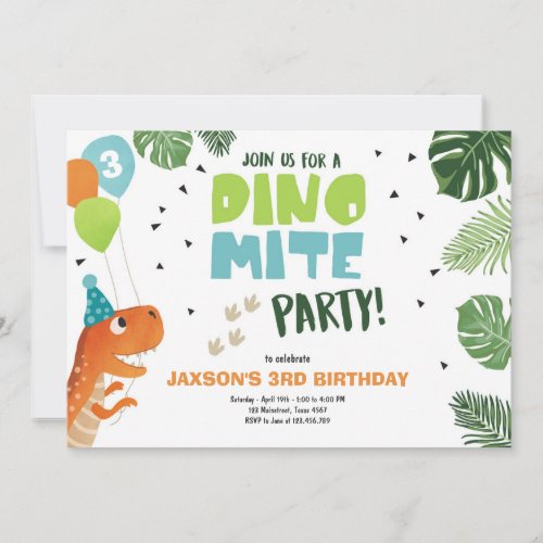 Dinosaur birthday invitation Dino mite T_Rex party