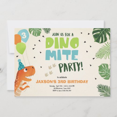 Dinosaur birthday invitation Dino mite T_Rex party