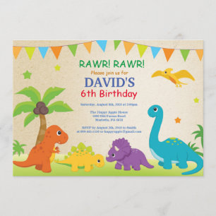 Dinosaur Birthday Invitation Dino Party