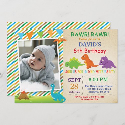 Dinosaur Birthday Invitation Dino Party