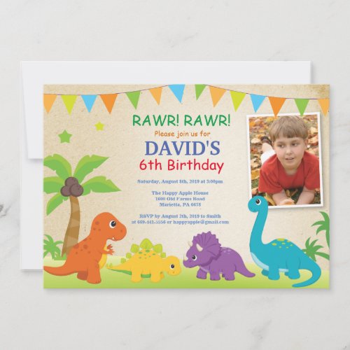 Dinosaur Birthday Invitation Dino Party