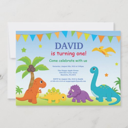 Dinosaur Birthday Invitation Dino Party