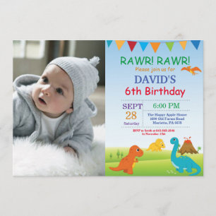Dinosaur Birthday Invitation Dino Party
