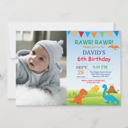 Dinosaur Birthday Invitation Dino Party