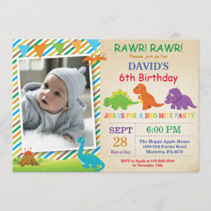 Dinosaur Birthday Invitation Dino Party