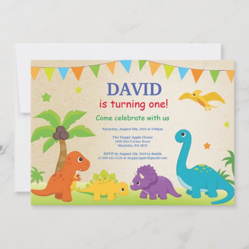 Dinosaur Birthday Invitation Dino Party