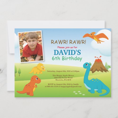 Dinosaur Birthday Invitation Dino Party