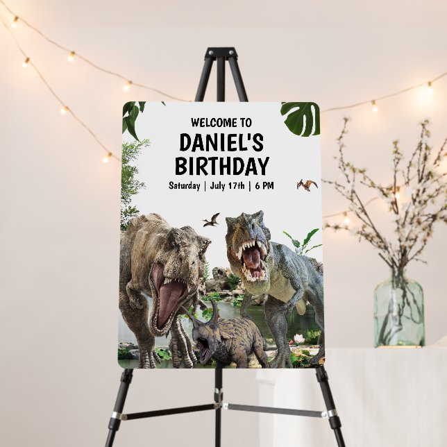 Dinosaur birthday invitation Dino T-Rex birthday Foam Board (In Situ (Stand))