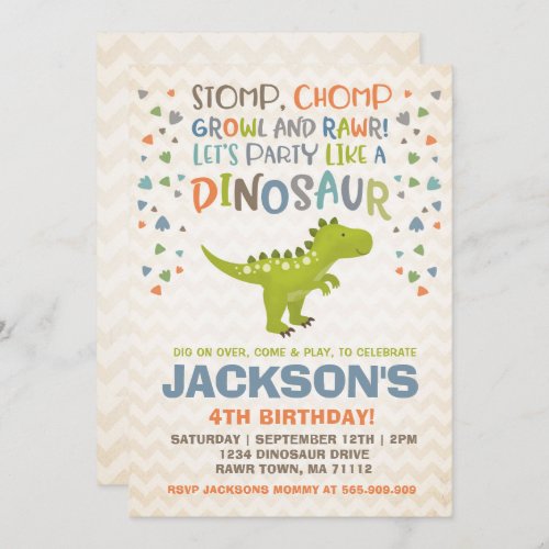 Dinosaur Birthday Invitation Dinosaur Dig Party