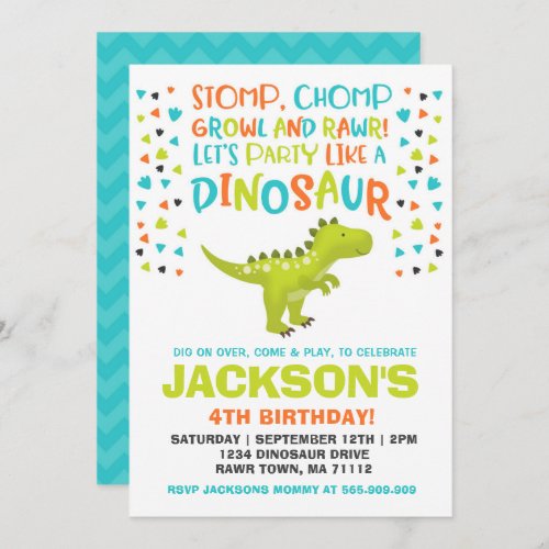 Dinosaur Birthday Invitation Dinosaur Dig Party