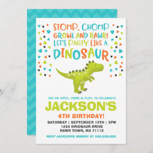Dinosaur Birthday Invitation Dinosaur Dig Party