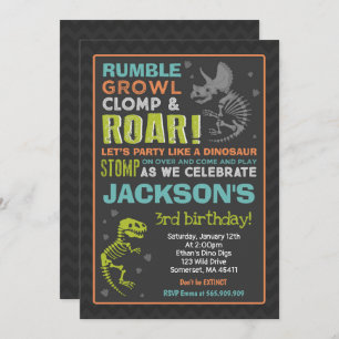 Dinosaur Birthday Invitation Dinosaur Fossil Party